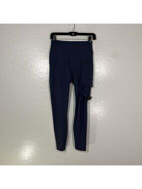 FIRM ABS Leggings Womens M Blue High Rise Ankle Cargo Pockets Yoga Pants Gym